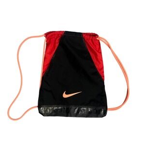 Nike Drawstring Backpack Black Red Orange Swoosh Just Do It Cinch Sack Bag